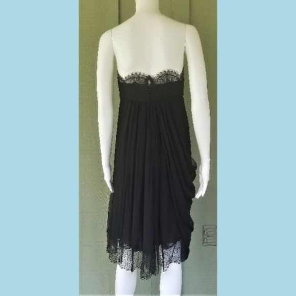 OSCAR DE LA RENTA Black Silk Chiffon Lace Dress - Picture 7 of 8